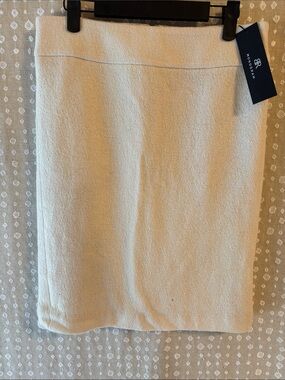 BR Monogram Cream Pencil Skirt — Sleek Professional Staple